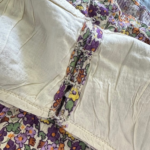 Free People Floral Ellia Two Piece Set Top and Ruffle Skirt Purple Combo Small - Picture 11 of 13